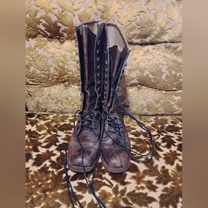 Vintage Leather Lace Up Boots Women's Size 7.5 Made In Brazil